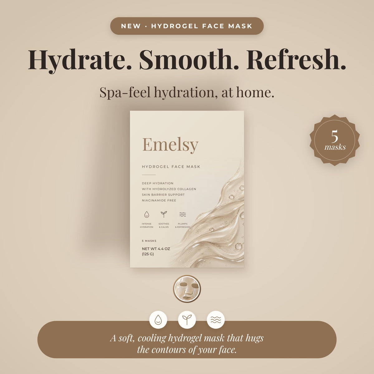 Emelsy hydrogel face mask box – hydrate, smooth, refresh