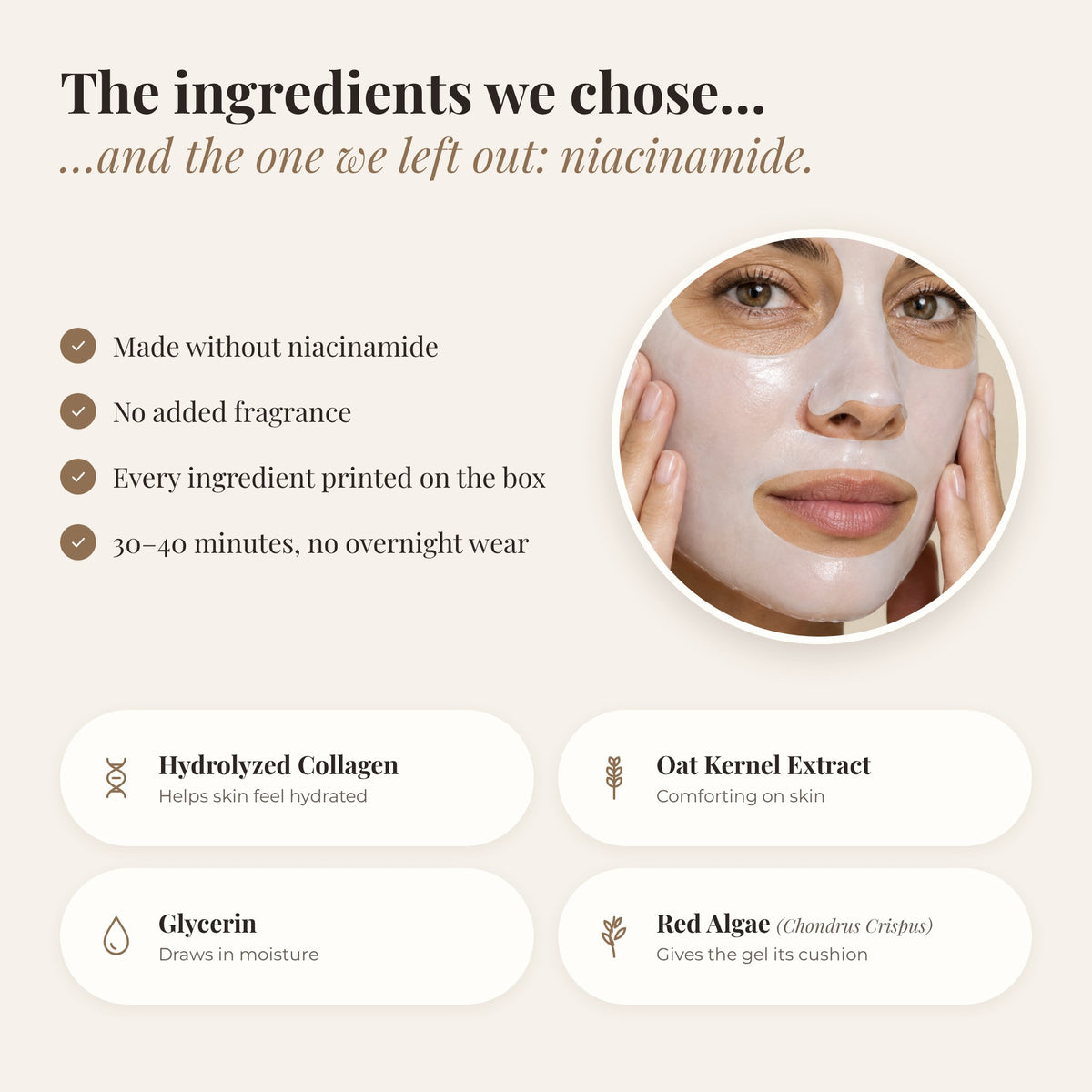 Emelsy ingredients: hydrolyzed collagen, oat kernel extract, glycerin, red algae